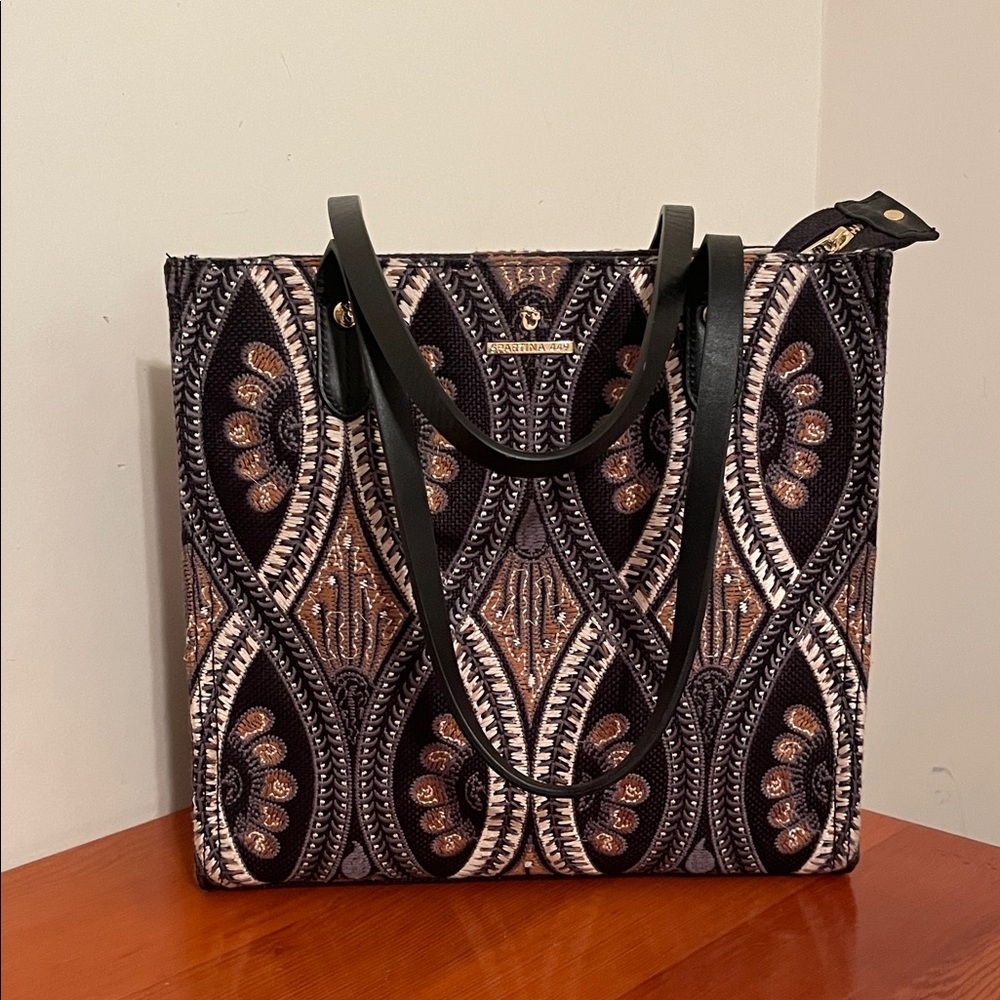 Spartina 449 Black and Brown Patterned Tote